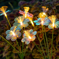 Lampe de jardin florale à LED solaire transfrontalière à double couche en fibre optique, étanche IP65 pour décoration extérieure de vacances