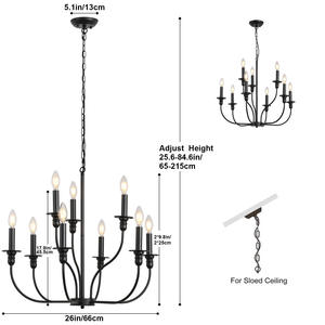 Lámpara colgante industrial nórdica, Isla de cocina, luces colgantes retro americanas negras de hierro para sala de estar - Product Image 6
