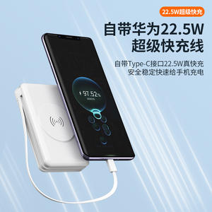 Lavender 20000mAh Wall <b>Socket</b> Power Bank With Built In Cable Wireless Charging Us Standard - Product Image 4