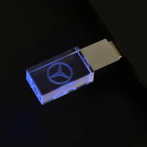 Wholesale Crystal Memoria Usb Flash Drive High-speed 32gb 64gb Cle Usb Key 2.0 Pen Drive With Led Light U Disk