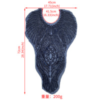 Applique de col en organza brodée de perles dorées et de sequins pour robes de soirée, costumes et vêtements
