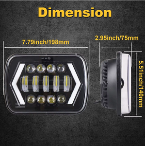 Faro Delantero LED Cuadrado TCYATO <span class=keywords><strong>de</strong></span> 45W con Ojos <span class=keywords><strong>de</strong></span> Ángel <span class=keywords><strong>de</strong></span> Flecha, Luz <span class=keywords><strong>de</strong></span> Circulación Diurna (DRL) y Señal <span class=keywords><strong>de</strong></span> Giro, <span class=keywords><strong>Faros</strong></span> LED <span class=keywords><strong>de</strong></span> Halo <span class=keywords><strong>de</strong></span> 5x7 Pulgadas - Product Image 4