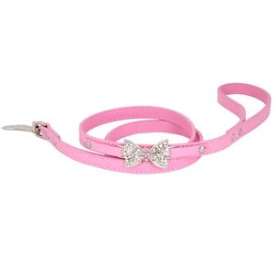 Collar de perro de cuero PU pequeño de lujo, nudo de lazo de diamantes de imitación plateados, patrón de Animal sólido suave, correa para mascotas de algodón ABS - Product Image 3