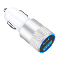 Adaptor Charger Mobil Pengisian Cepat LED Port USB 1 + Tipe C Ganda 2 Port, Metal, Pd Qc, untuk Ponsel Seluler Portabel Baru