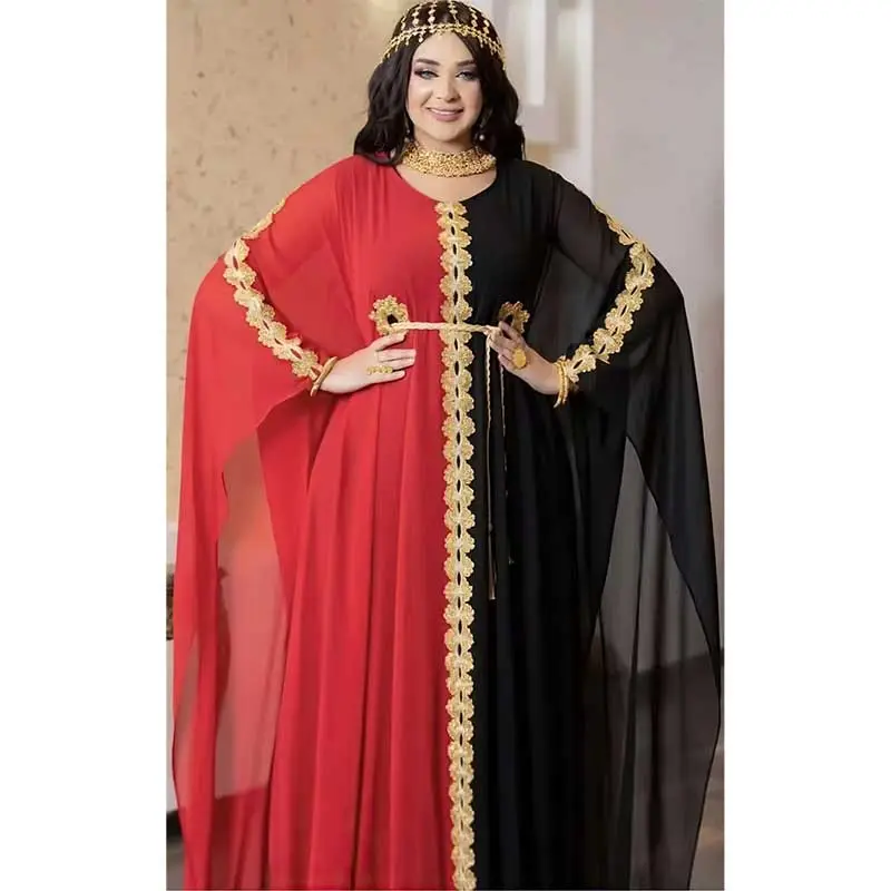 SD New Trendy Evening Dress Embroidered Chiffon Dress African Large Size Pleated Elegant Casual Muslim Church Dress