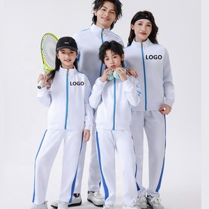 Yüksek Kaliteli Rahat Uzun Kollu Eşofman Takımı Erkek Kadın Çocuk Futbol Ceketi ve Pantolon <span class=keywords><strong>2</strong></span> Parça Set Beyaz Mavi Eşofman - Product Image 1