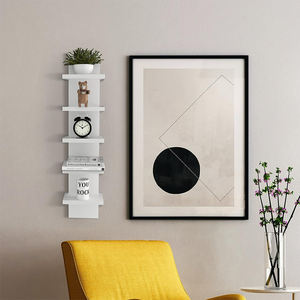 Estante de pared flotante vertical moderno blanco para cocina y dormitorios Estantes de montaje en pared decorativos estrechos de madera - Product Image 2