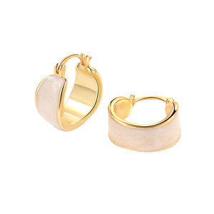 2025 Boutique bijoux mode INS Style élégant Simple <span class=keywords><strong>d</strong></span>éclaration rétro blanc brun émail huile femmes <span class=keywords><strong>boucles</strong></span> <span class=keywords><strong>d</strong></span>'oreilles à la mode - Product Image 5