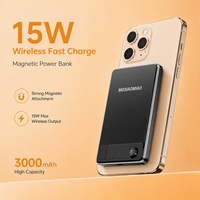 Batterie externe magnétique ultra-fine 8 mm 5000 mAh avec écran LED et support intégré, personnalisable OEM B2B, directement de l'usine