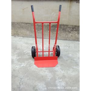 Chariot à outils manuel HT1889 à 2 roues en acier rouge, chariot d'entrepôt industriel durable - Product Image 2