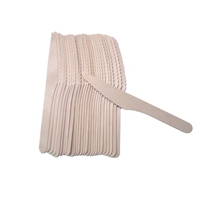 Juego de cuchillos desechables de madera de abedul biodegradables impresos con logotipo personalizado, 140mm y 165mm, cubiertos de viaje compostables a granel para Cocina - Product Image 1