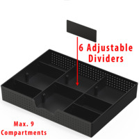 Organisateur de bureau en plastique moderne et simple, plateau à tiroirs, 9 compartiments réglables, noir, accessoires de rangement de bureau, haute qualité