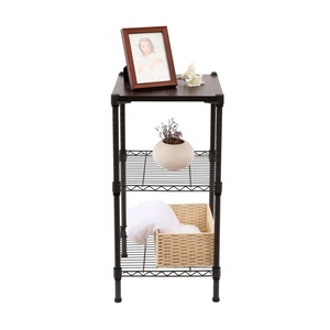 Table d'appoint carrée DIY à 3 niveaux avec étagères en fil métallique et plateau en MDF, meuble de <span class=keywords><strong>rangement</strong></span> d'angle étroit pour petits espaces - Product Image 1