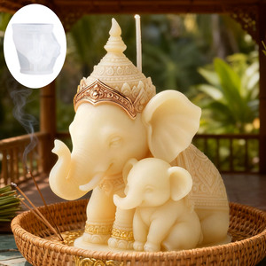 KK1091 <strong>Elephant</strong> Silicone <strong>Candle</strong> Molds Southeast Style Gypsum Decorations Casting Mould DIY Aromatherapy <strong>Candle</strong> Making - Product Image 2