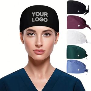 Bonnet chirurgical unisexe en coton écologique personnalisé avec logo, bord souple et doublure en satin pour médecins et infirmières – Vente en gros - Product Image 1