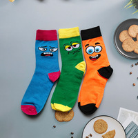 Chaussettes fantaisie drôles à motifs d'emojis unisexes, couleurs vives contrastées, bordure des orteils en polyester, chaussettes cadeaux pour hommes et femmes