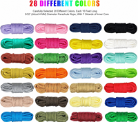 Kit de 28 couleurs de paracord 550 Type III, 10 pieds chacun, 550 lb, 7 brins, en nylon, pour la fabrication de bracelets de survie, de cordons et de lanières DIY