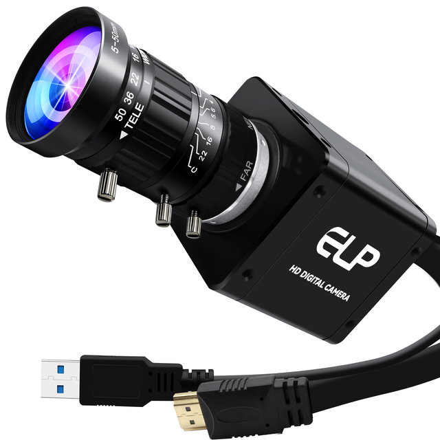 4K USB3.0 HD-MI Camera 60fps 5-50mm Manual Zoom Lens Mini Lightburn for Laser Engraver H.264 Telescope USB Security PC Camera