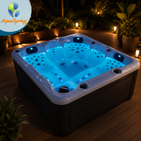 Spa carré extérieur en acrylique à 5 places, 95 jets, commande informatique, éclairage coloré, idéal pour villa, hôtel, jardin – Vente directe usine