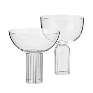 Samyo Custom Handmade Borosilicate Ribbed Striped Stem Double Head <strong>Glass</strong> <strong>Martini</strong> Dessert Two Use Cup Coupe <strong>Glasses</strong> - Product Image 3