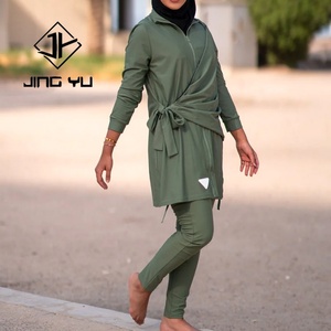 Maillot de bain musulman pour femmes, couleur unie, de haute qualité, avec lien latéral personnalisé par le fabricant - Product Image 3