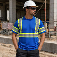 T-shirt de sécurité réfléchissant bicolore à manches courtes à séchage rapide pour hommes, uniforme de travail pour les ouvriers du bâtiment