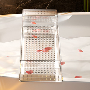 Estante de Almacenamiento para Baño, PET de Alta Transparencia, Ajustable y Extensible, Organizador Minimalista Moderno para Bañera y Inodoro - Product Image 3