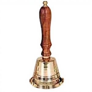 Campana de vacaciones de latón, campana de mano pulida brillante, campana de latón supervendedora con empuñadura de madera en precio genuino - Product Image 1