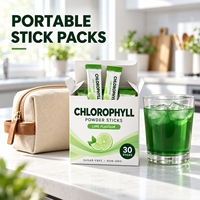 Bâtonnets de poudre de chlorophylle saveur citron vert, 30 unités, sans sucre, sans OGM, mélange de boisson à base de plantes pour le bien-être quotidien des adultes, marque privée OEM