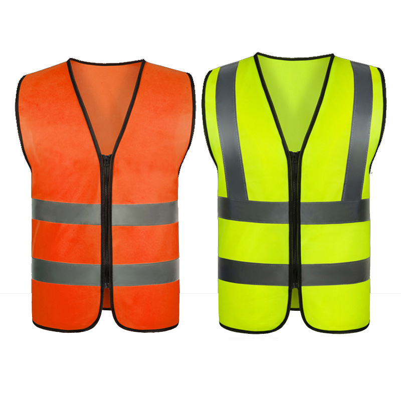 Высококачественный защитный жилет на молнии класса 2 с отражающими полосками, жилет высокой видимости соответствует стандарту ANSI/ISEA
