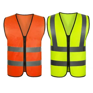 Warnweste der Klasse 2 mit Reißverschluss vorne und reflektierenden Streifen. Warnweste erfüllt den ANSI/ISEA-Standard - Product Image 1