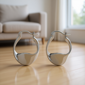 Pendientes de Aro Geométricos en Oro Blanco, Aleación de Zinc, Unisex, Joyería Clásica de Moda - Product Image 2