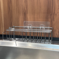 Pas de perçage mur adhésif ventouse cuisine porte-éponge en acier inoxydable évier Caddy pour évier de cuisine outil de nettoyage organisateur