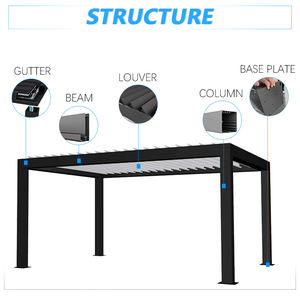 12x20 Villa patio trasero adjunto montado en la pared cocina al aire libre de <span class=keywords><strong>aluminio</strong></span> totalmente retráctil lumbrera pérgola para restaurante bar - Product Image 3