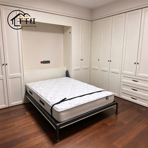 Cama Plegable de Pared Tipo Murphy, Tamaño Completo, Panel de Tablero de Partículas, Ahorro de <span class=keywords><strong>Espacio</strong></span>, Diseño Moderno <span class=keywords><strong>Invisible</strong></span>, Estructura de Hierro, Opciones de Varios Tamaños - Product Image 2