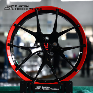 Jantes forgées de course Drag 5x120 5x120.65 5x4.5 5x4.75 17 18 19 20 pouces, rouge brillant, rayons noirs, décalées pour Chevrolet Corvette - Product Image 2