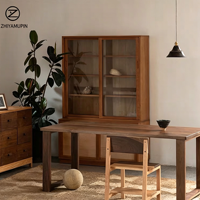 Table à manger en bois massif MCM, bureau de conférence moderne en noyer organique, planche longue de luxe pour projet de designer