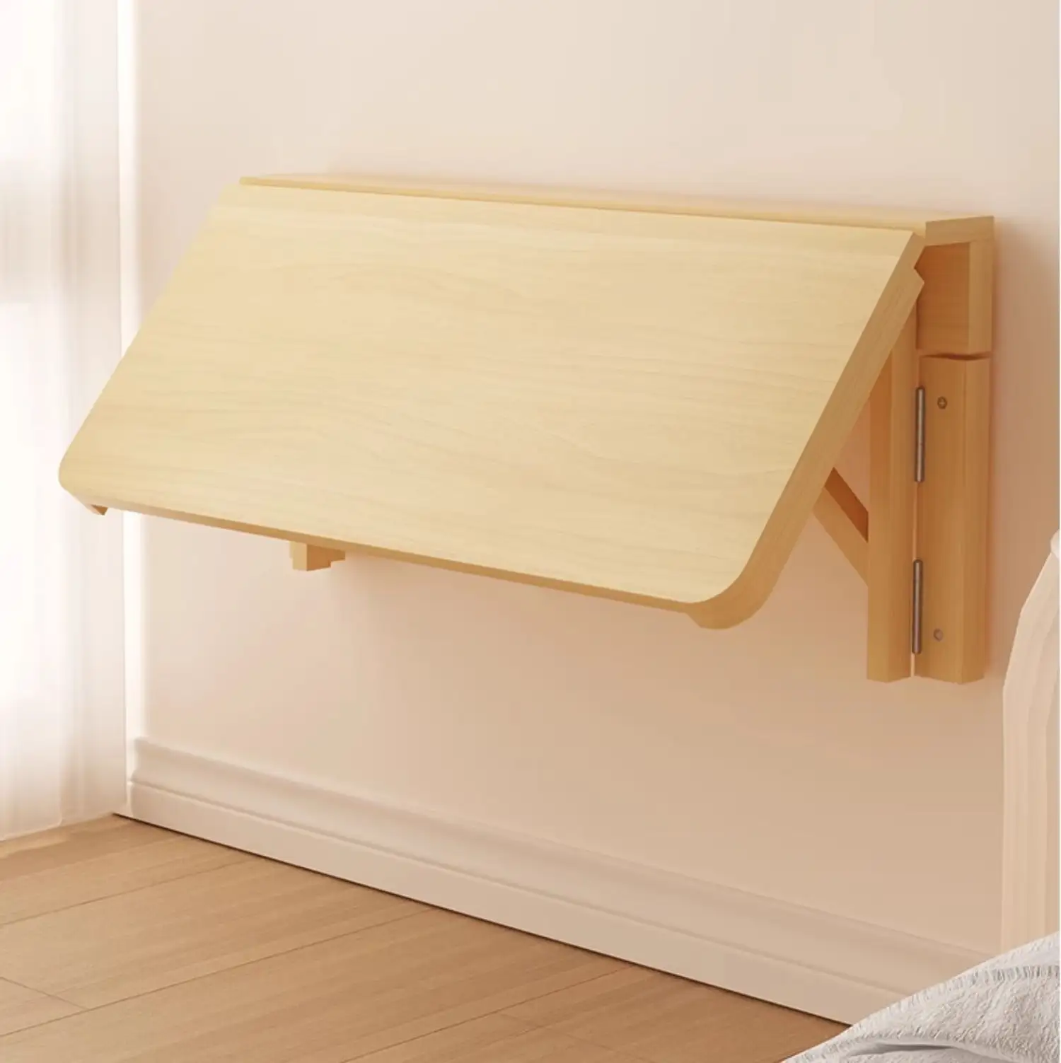 Mesa flutuante de madeira maciça para estudo, mesa dobrável para pequenos espaços, economizadora de espaço