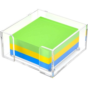 EIKODO-Acrylic Sticky Note Holder - 3 X 3 Sticky Note Dispenser With 4 Sets Of Colored Sticky Notes For Office And Home Desktop Organizer - View #3
