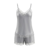 Ensemble pyjama femme en soie de mûrier, caraco et short, avec dentelle, luxe, été, sans manches, 2 pièces, vente en gros