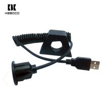 Kabel USB 2.0 Hitam 1m Male Female AUX Flush Panel Mount Braid PVC Coiled untuk Mobil Truk Kapal Motor Komputer Scanner