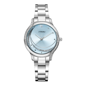 Elegante Reloj de Pulsera para Mujer con Esfera de Rayos de Sol, Diamantes Incrustados y Diseño de Luna y Estrella, Reloj de Cuarzo - Product Image 1