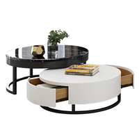 Table basse ronde avec tiroir rotatif et plateau relevable pour le salon