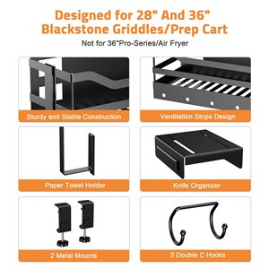 <b>Wall</b> Mounted Kitchen <b>Storage</b> Rack Black 1 Tier Spice Organizer With Knife Holder And Paper Towel Dispenser - Product Image 3