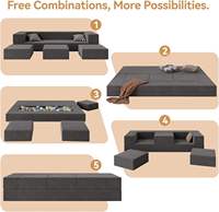 Canapé-lit sectionnel moderne pliable et compressible, idéal pour appartement, usage polyvalent, entièrement rembourré en mousse, avec revêtement en tissu, lit tatami pour hôtel