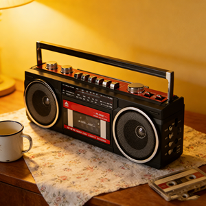 เครื่องเล่นเทปคาสเซ็ตแบบเรโทรสั่งทำจากโรงงาน, วิทยุ AM FM SW, ช่องเสียบ USB TF, บูมบ็อกซ์แบบชาร์จไฟได้สำหรับตั้งแคมป์และเป็นของขวัญ - Product Image 4