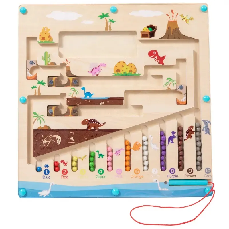 Kinderen Magnetische Kleur En Nummer Doolhof Montessori Speelgoed Leren Educatief Houten Tellen Bijpassende Puzzel Activity Board Speelgoed