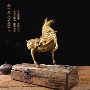 Brass General Horse Art Ornament Golden Bronze Irregular Shape For Hotel Office Home Decor Gift - Product Image 3