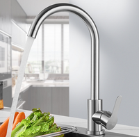 Robinet de cuisine mitigeur chaud et froid en acier inoxydable 304 de haute qualité avec poignée unique