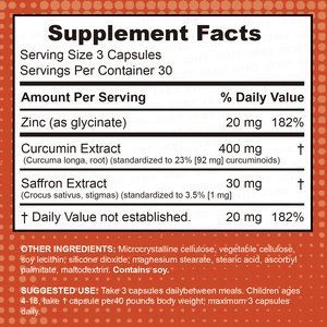Formule multivitaminée, zinc, curcumine et safran, 30 pièces de protection réfléchie - Product Image 3